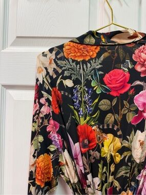 Kilo Brava Floral Black Botanical Print Robe